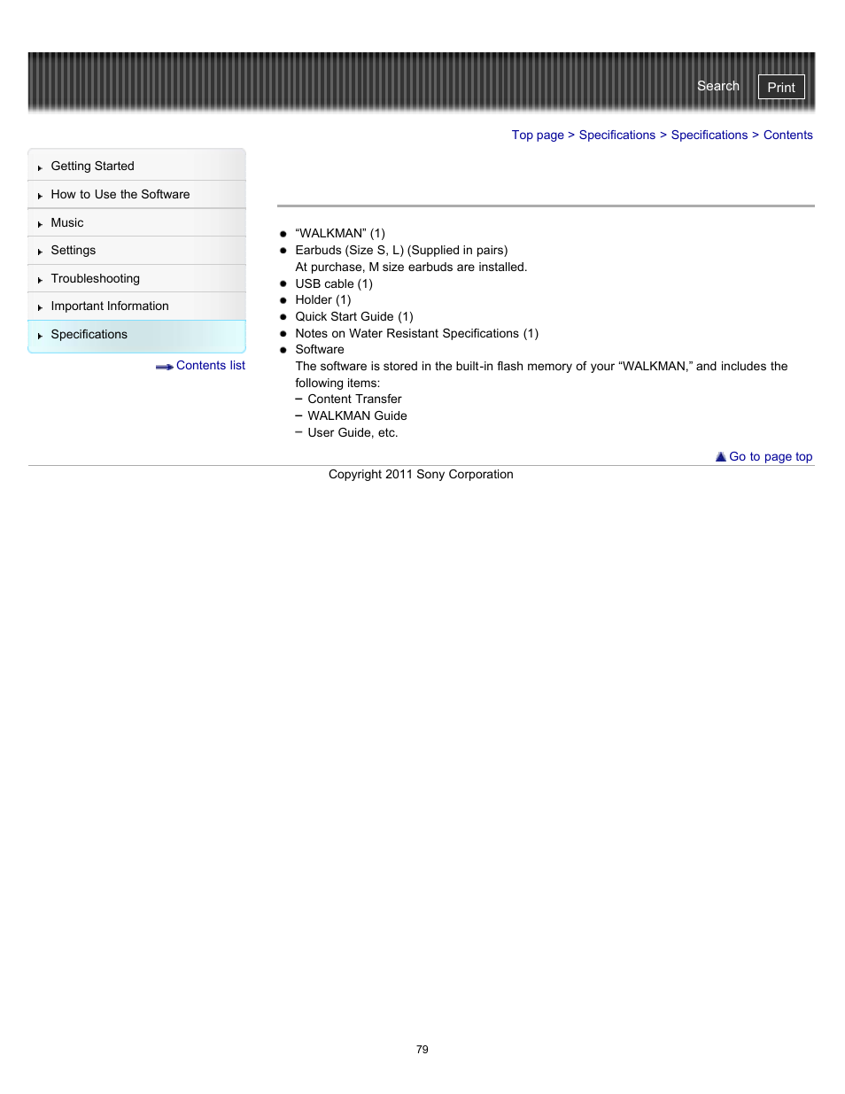 Sony NWZ-W262BLK User Manual | Page 79 / 80