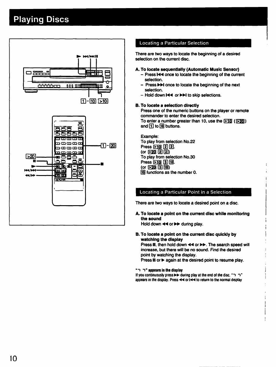 Playing discs | Sony CDP-C435 User Manual | Page 10 / 31