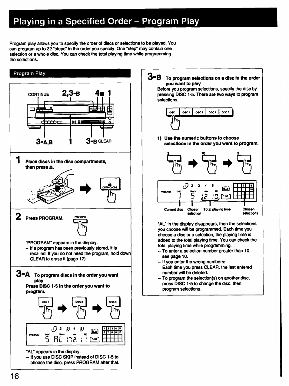 Playing in a specified order - program play, 11 m | Sony CDP-C435 User Manual | Page 16 / 31