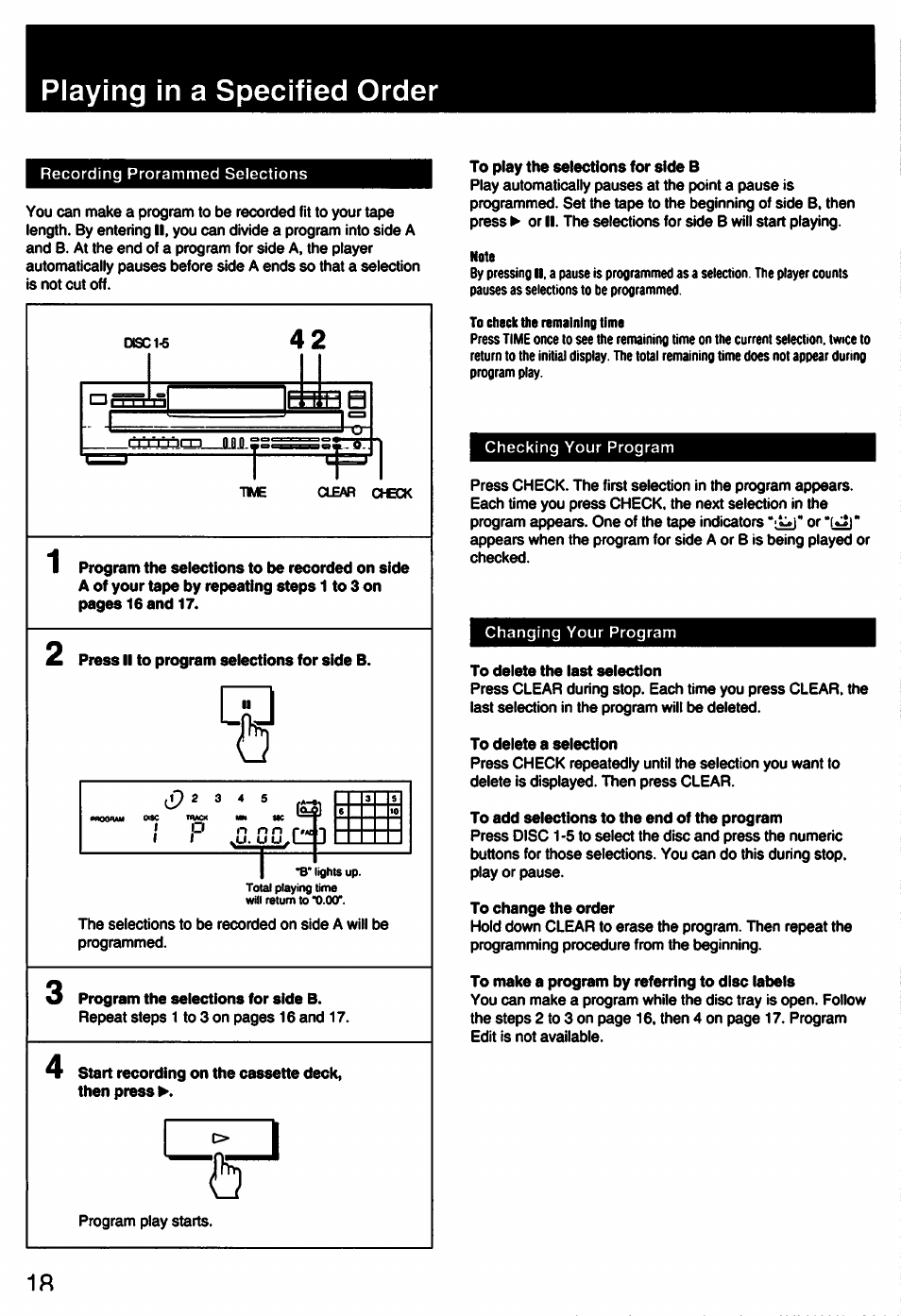 Playing in a specified order | Sony CDP-C435 User Manual | Page 18 / 31