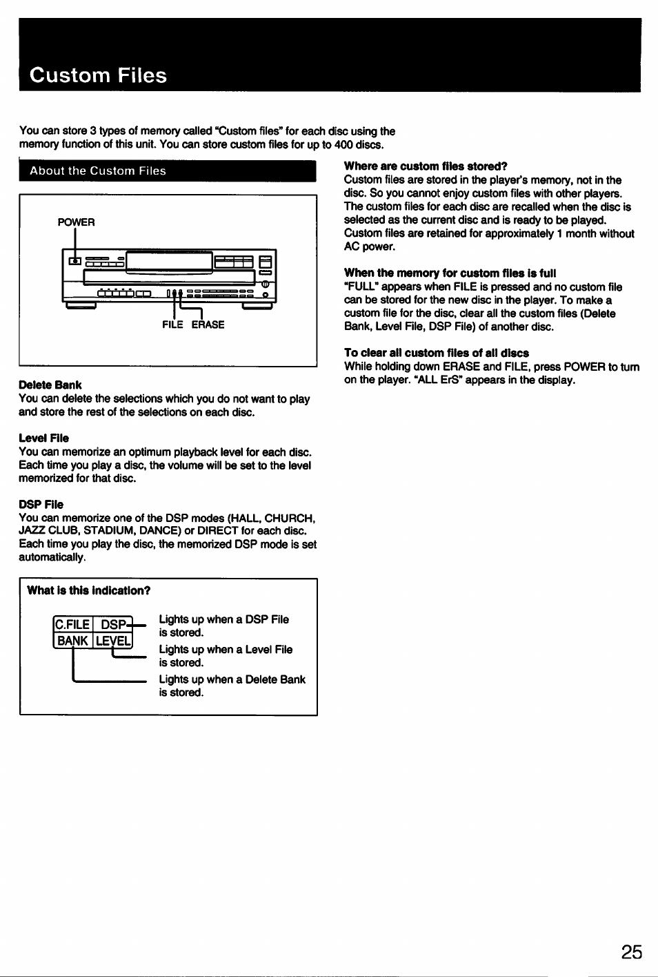 Custom files | Sony CDP-C435 User Manual | Page 25 / 31