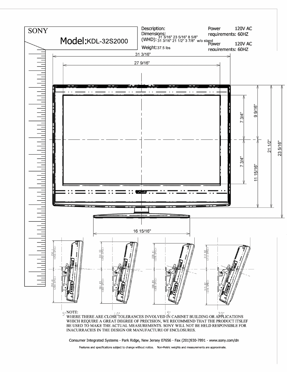 Sony KDL-32S2000 User Manual | 2 pages