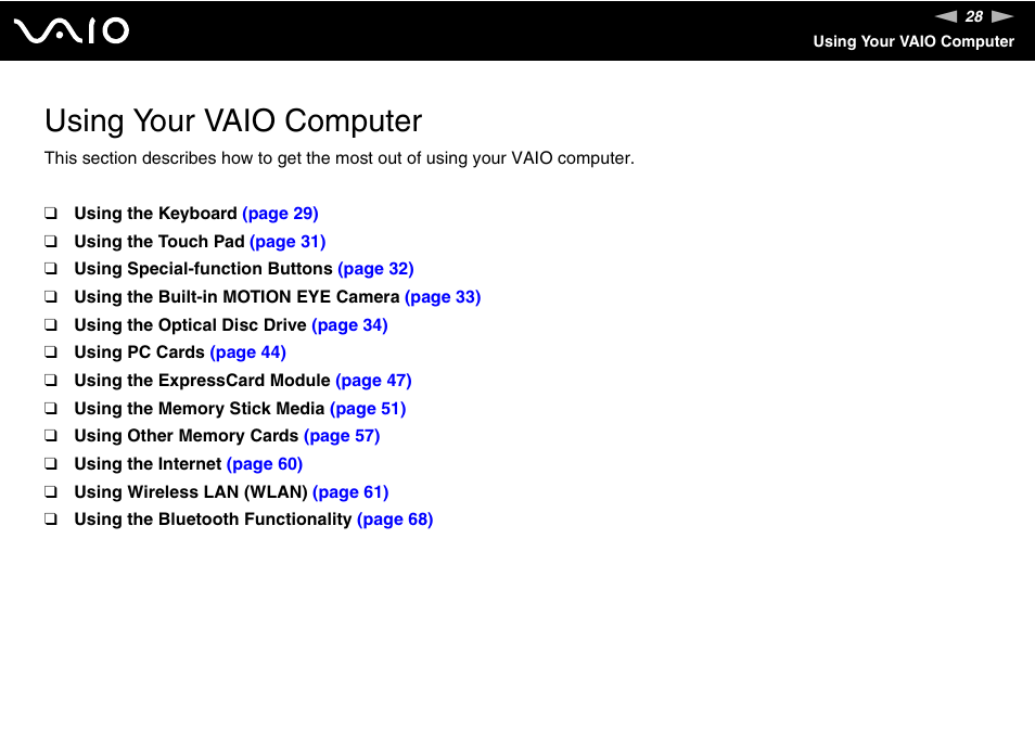 Using your vaio computer | Sony VGN-SZ440 User Manual | Page 28 / 239