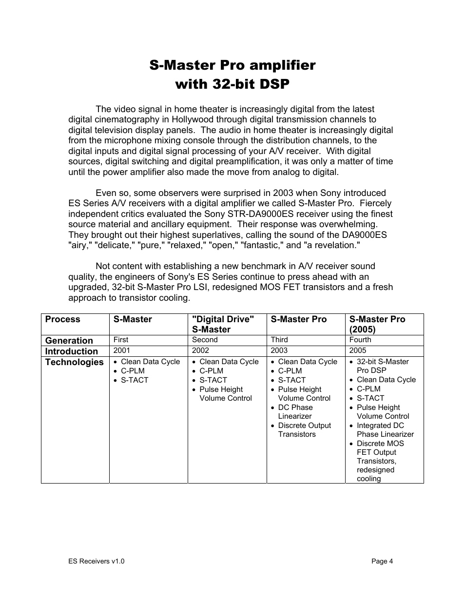 S-master pro amplifier with 32-bit dsp | Sony STR-DA9000ES User Manual | Page 4 / 38