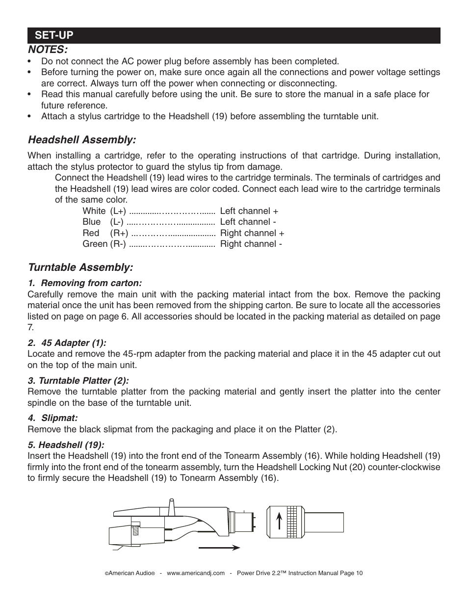 American Audio Power Drive 2.2 - Direct Drive Phono Turntable User Manual | Page 10 / 20