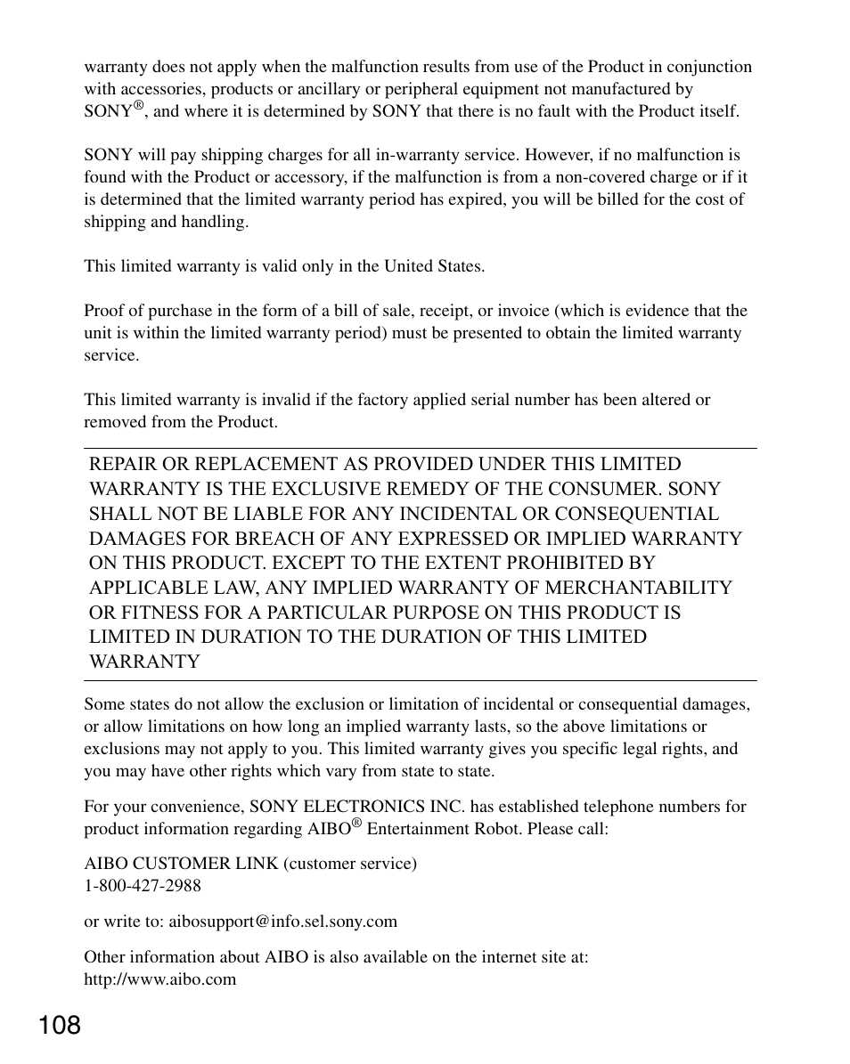 Sony ERS-7 User Manual | Page 108 / 120