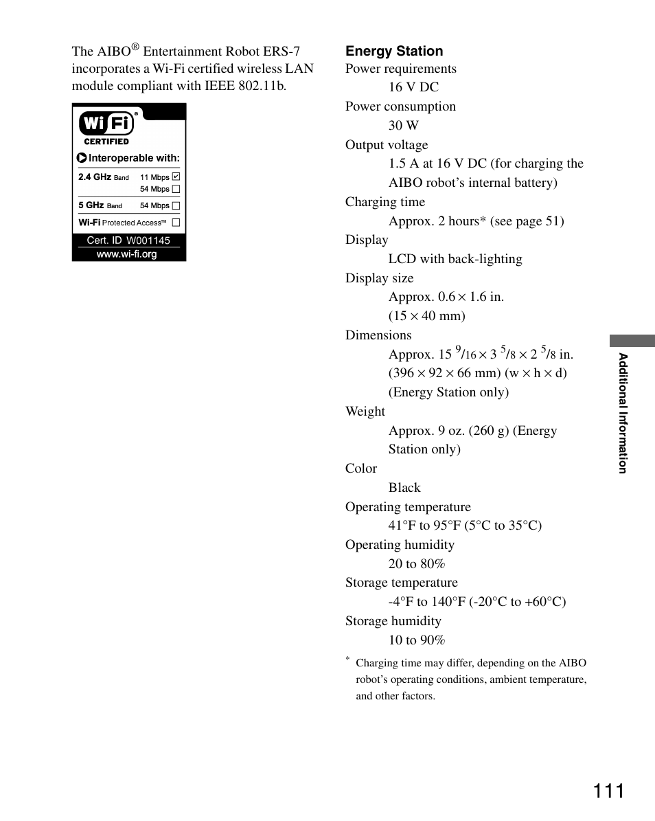 Sony ERS-7 User Manual | Page 111 / 120