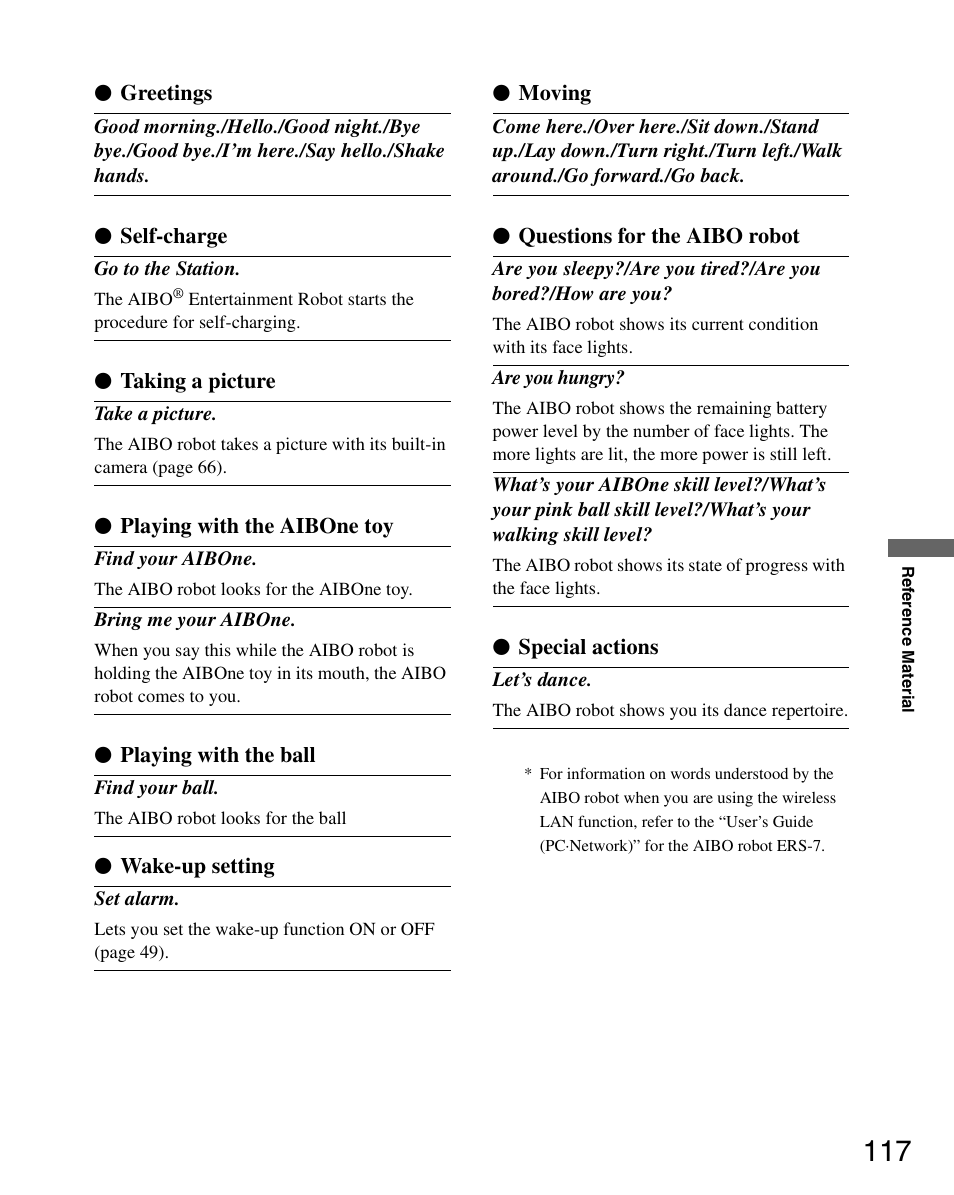 Sony ERS-7 User Manual | Page 117 / 120