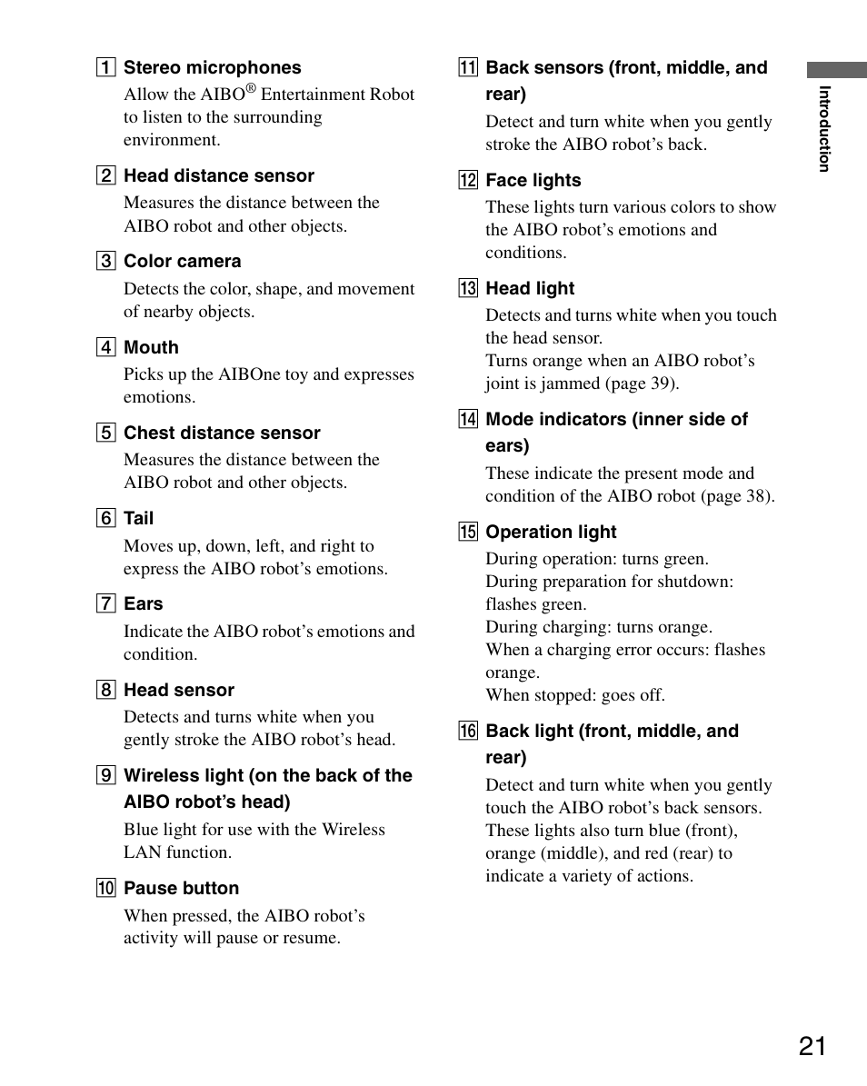 Sony ERS-7 User Manual | Page 21 / 120