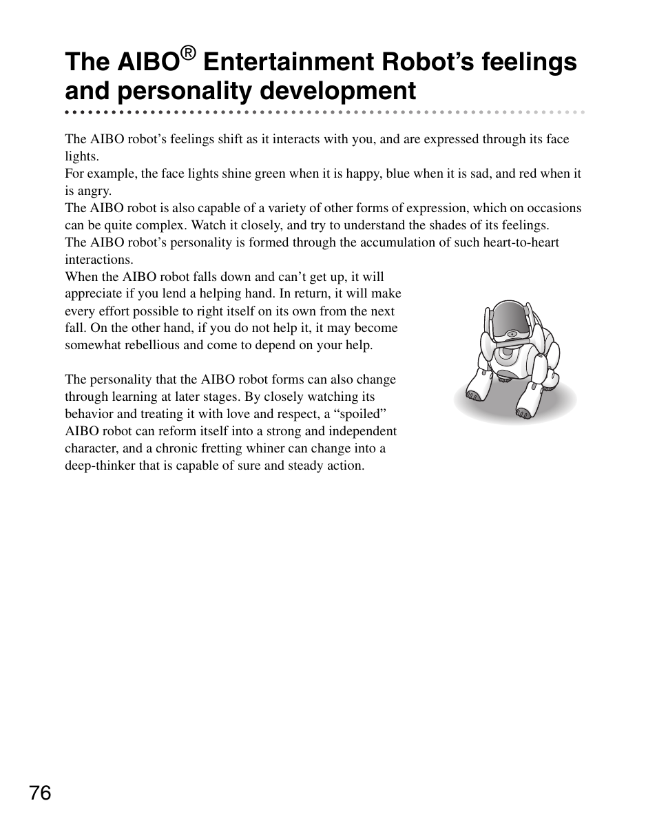 The aibo | Sony ERS-7 User Manual | Page 76 / 120
