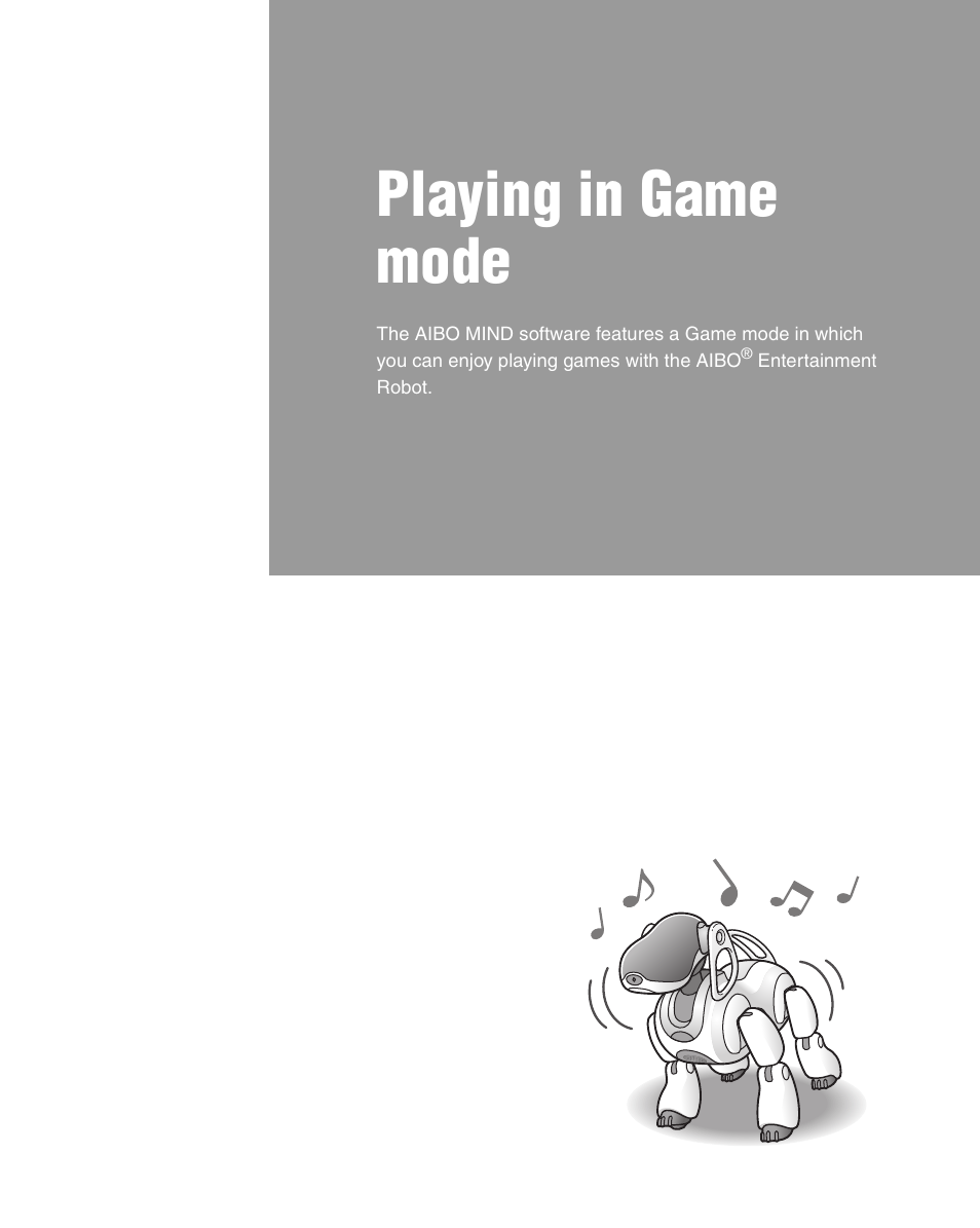 Playing in game mode | Sony ERS-7 User Manual | Page 77 / 120