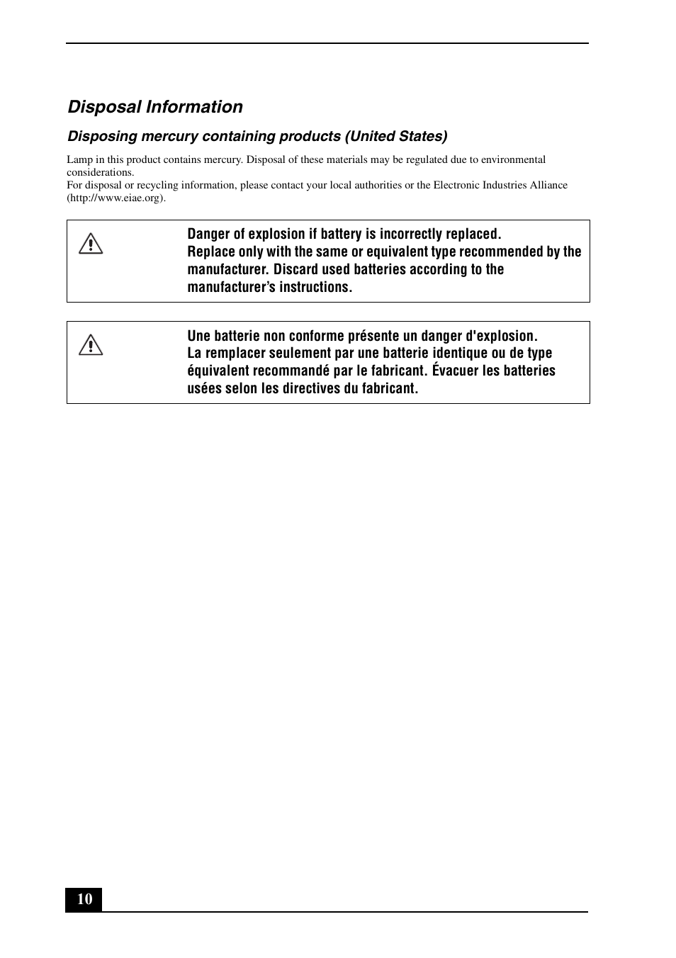 Disposal information | Sony VGC-JS250J User Manual | Page 10 / 24