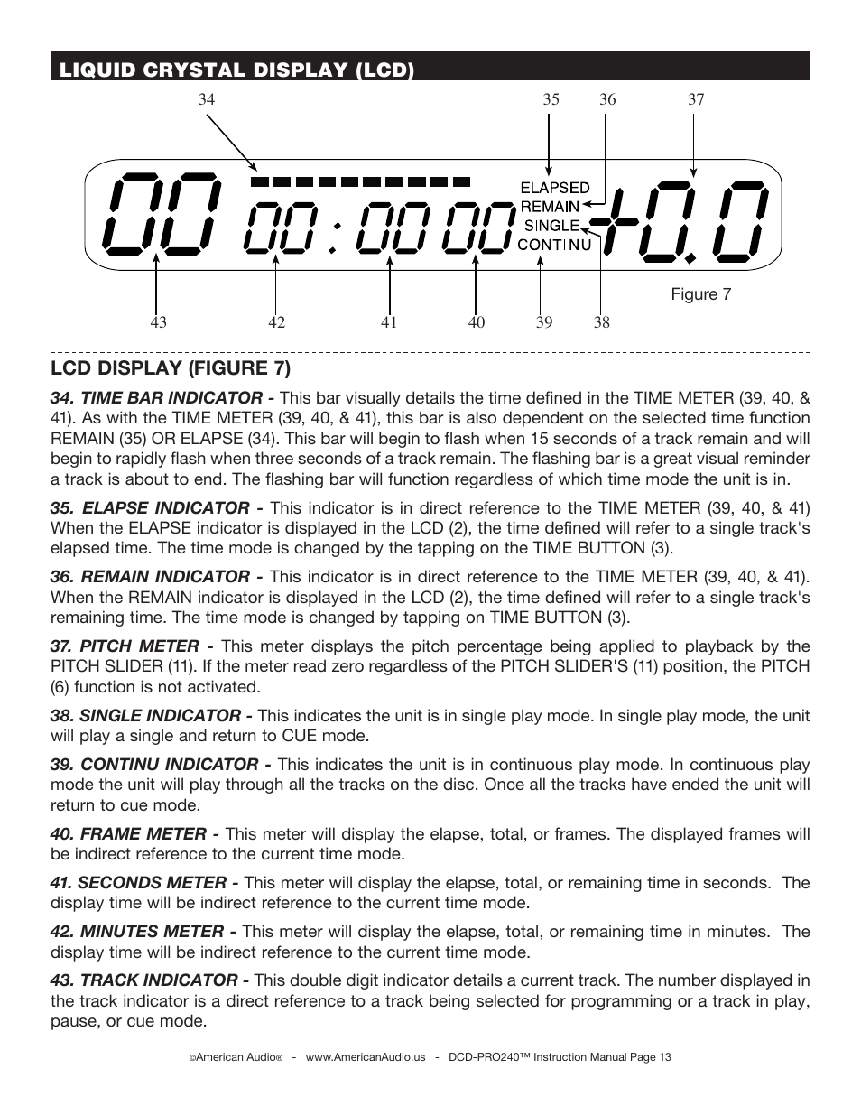 American Audio DCD-PRO240 User Manual | Page 13 / 22