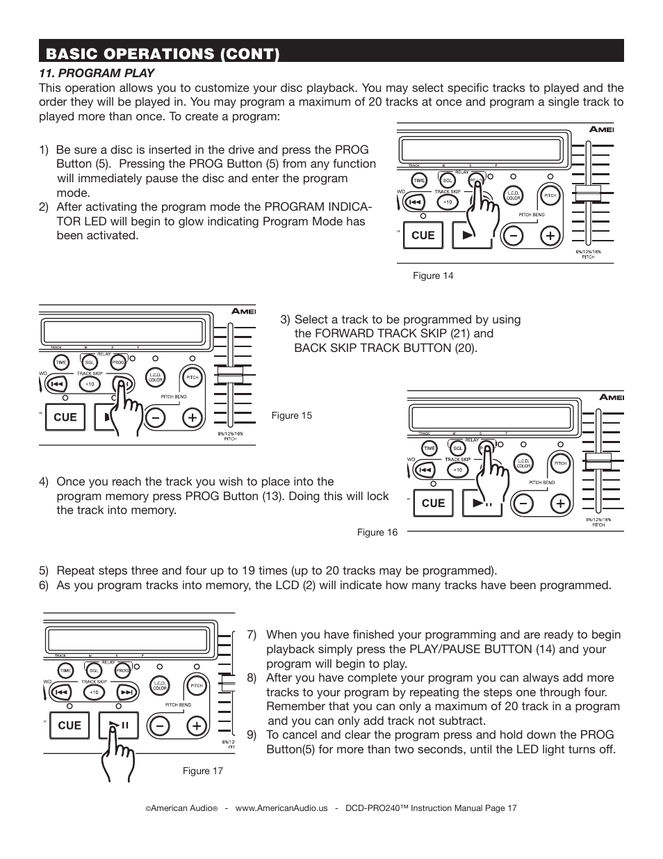 Basic operations (cont) | American Audio DCD-PRO240 User Manual | Page 17 / 22