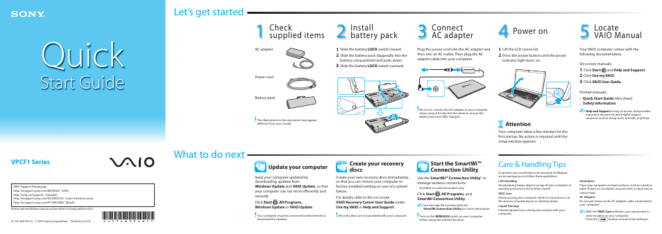 Sony VPCF111FX User Manual | 2 pages