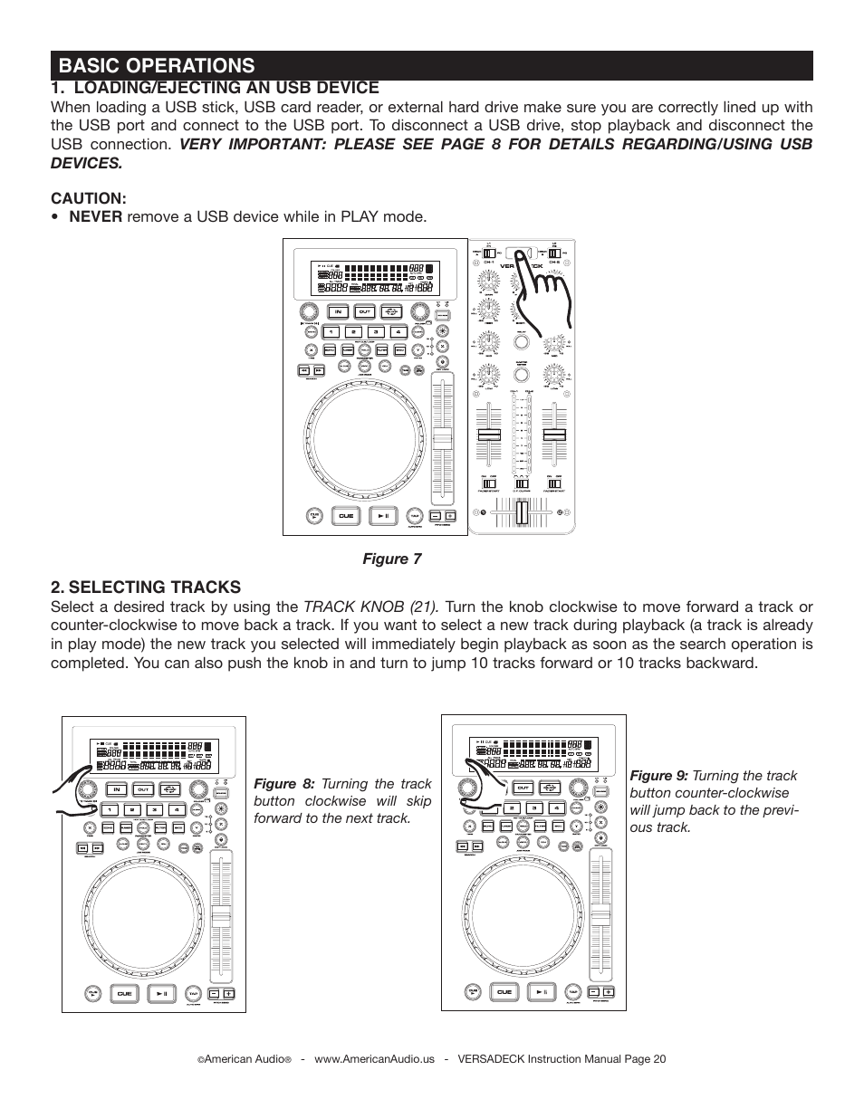 Basic operations | American Audio Versadeck User Manual | Page 20 / 48