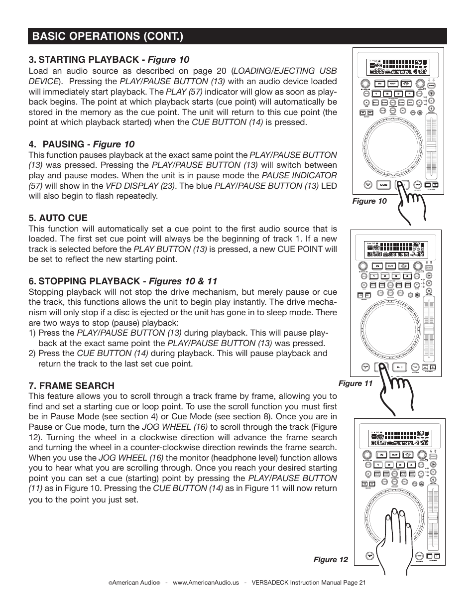 Basic operations (cont.) | American Audio Versadeck User Manual | Page 21 / 48
