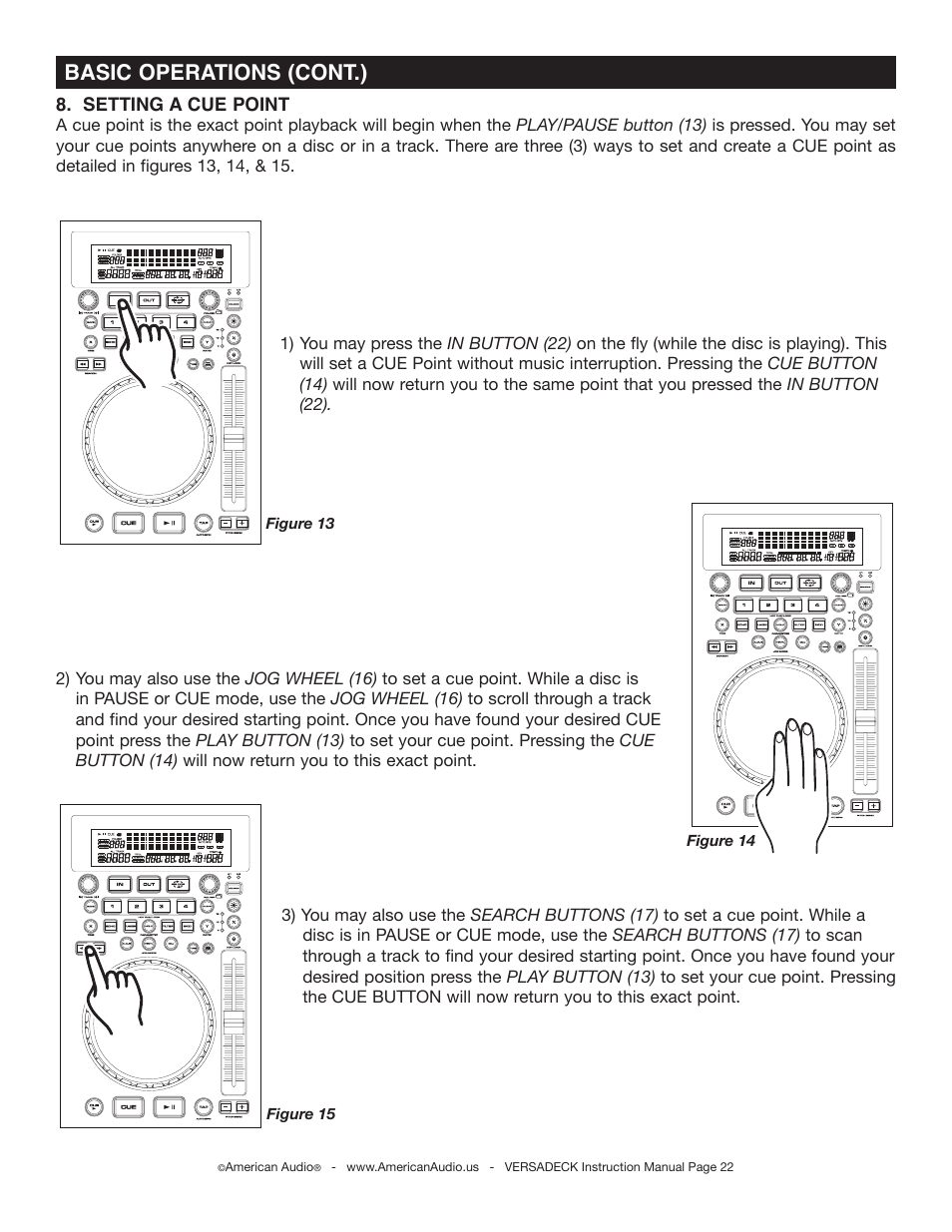 Basic operations (cont.) | American Audio Versadeck User Manual | Page 22 / 48