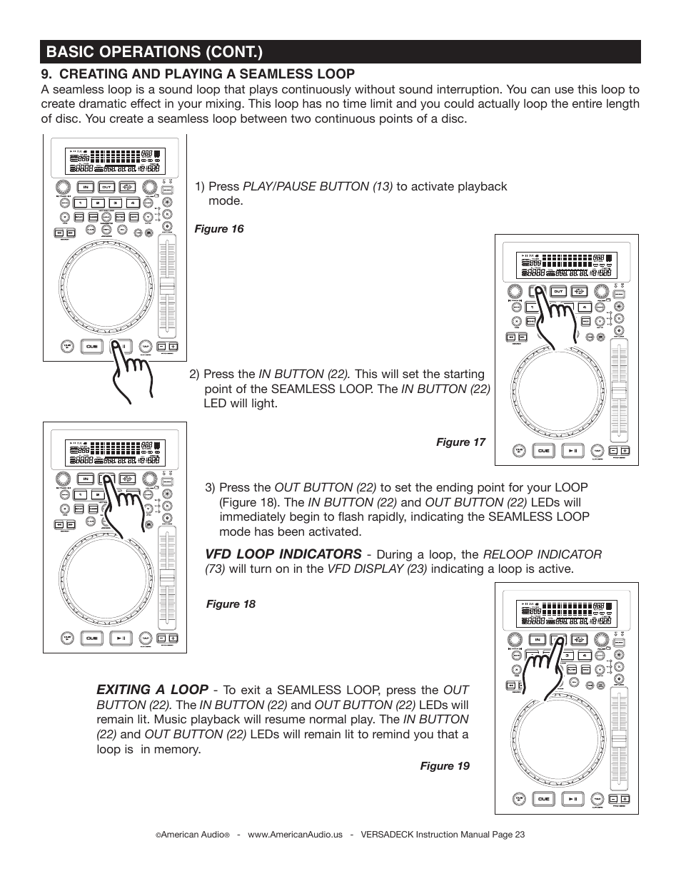 Basic operations (cont.) | American Audio Versadeck User Manual | Page 23 / 48