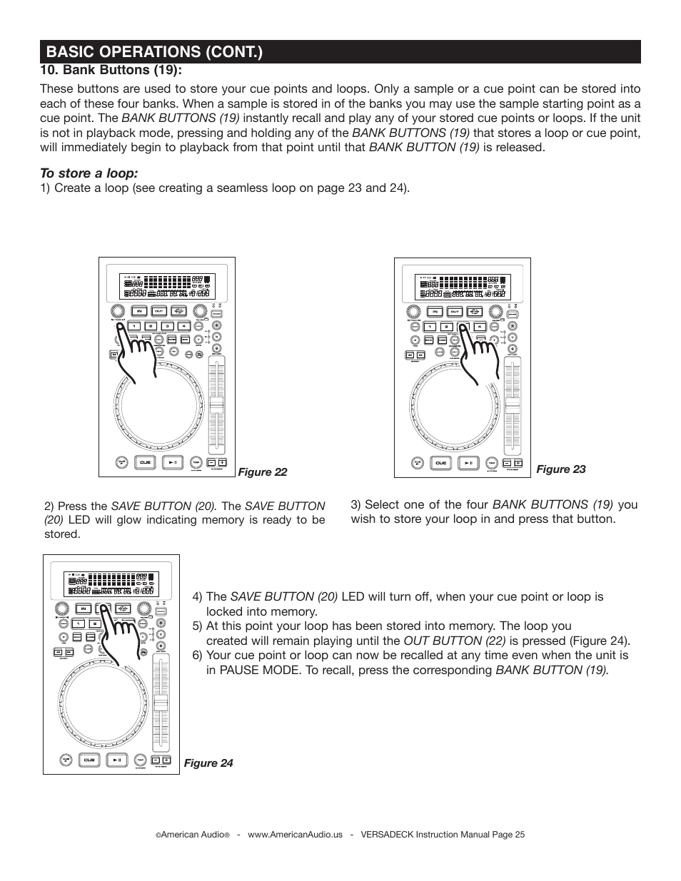 Basic operations (cont.) | American Audio Versadeck User Manual | Page 25 / 48