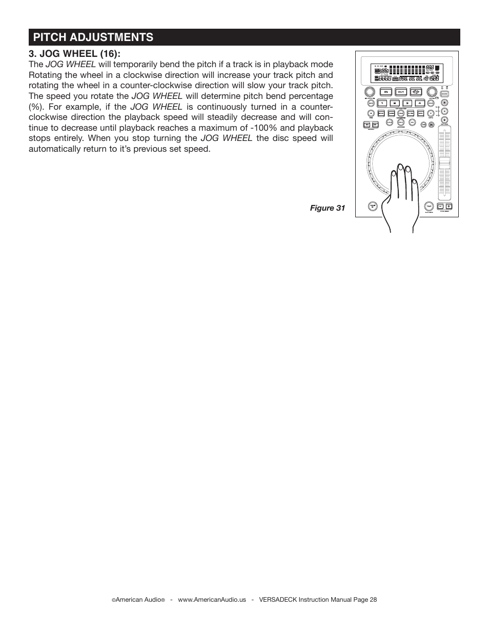 Pitch adjustments | American Audio Versadeck User Manual | Page 28 / 48