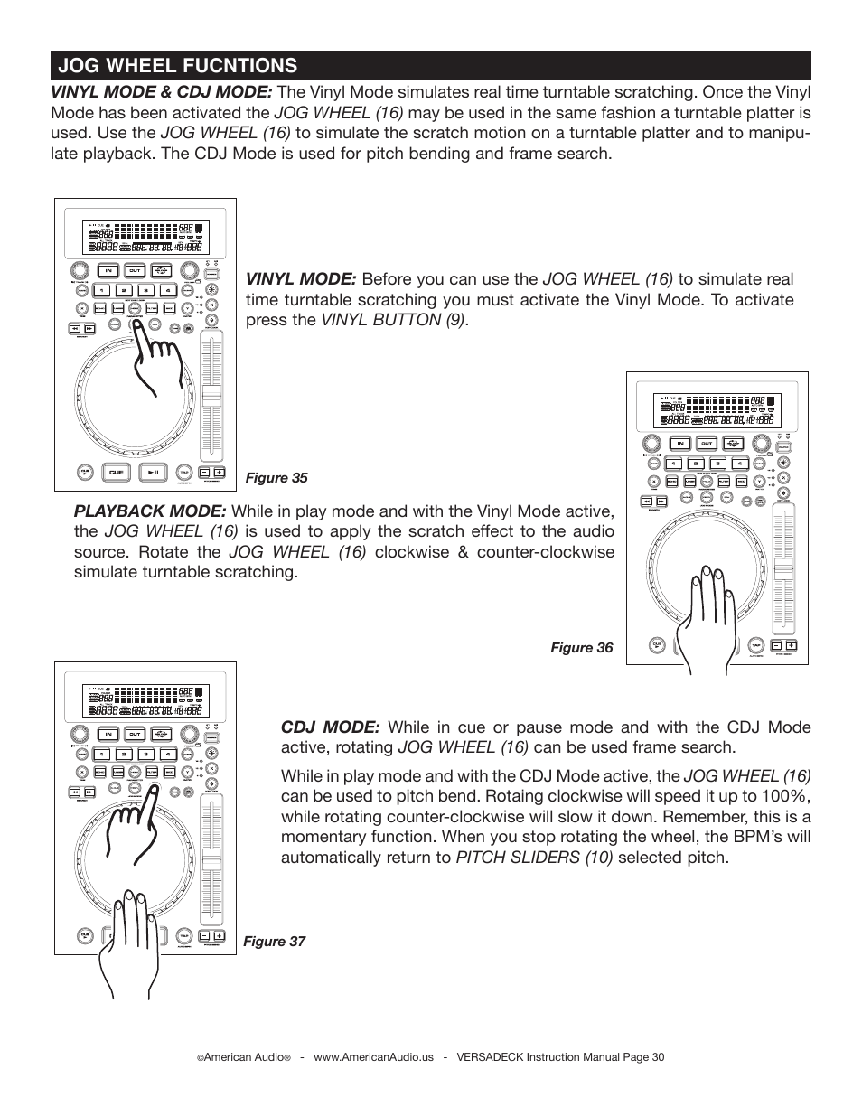 Jog wheel fucntions | American Audio Versadeck User Manual | Page 30 / 48
