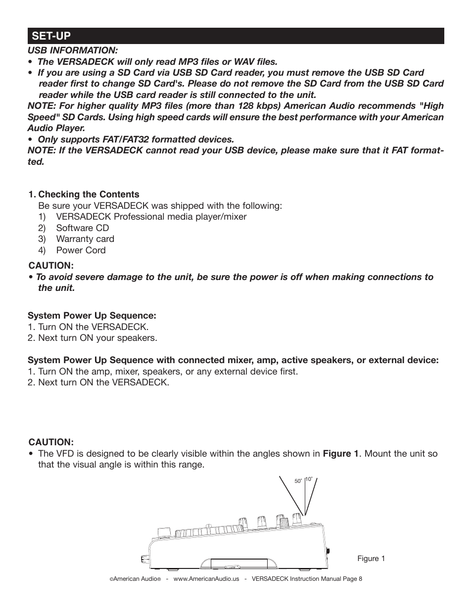 Set-up | American Audio Versadeck User Manual | Page 8 / 48