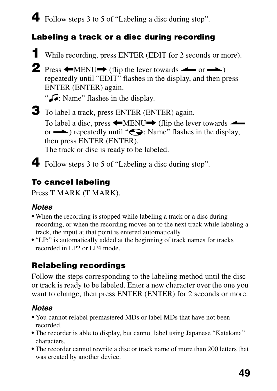 Sony MZ-R700 User Manual | Page 49 / 68