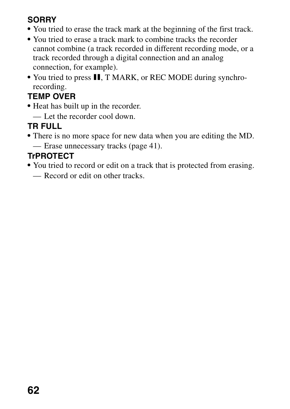 Sony MZ-R700 User Manual | Page 62 / 68
