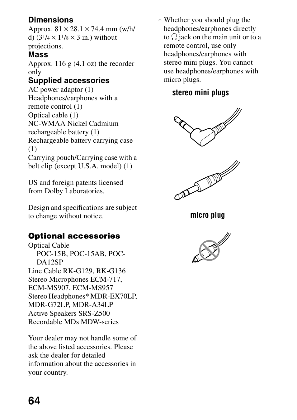 Sony MZ-R700 User Manual | Page 64 / 68