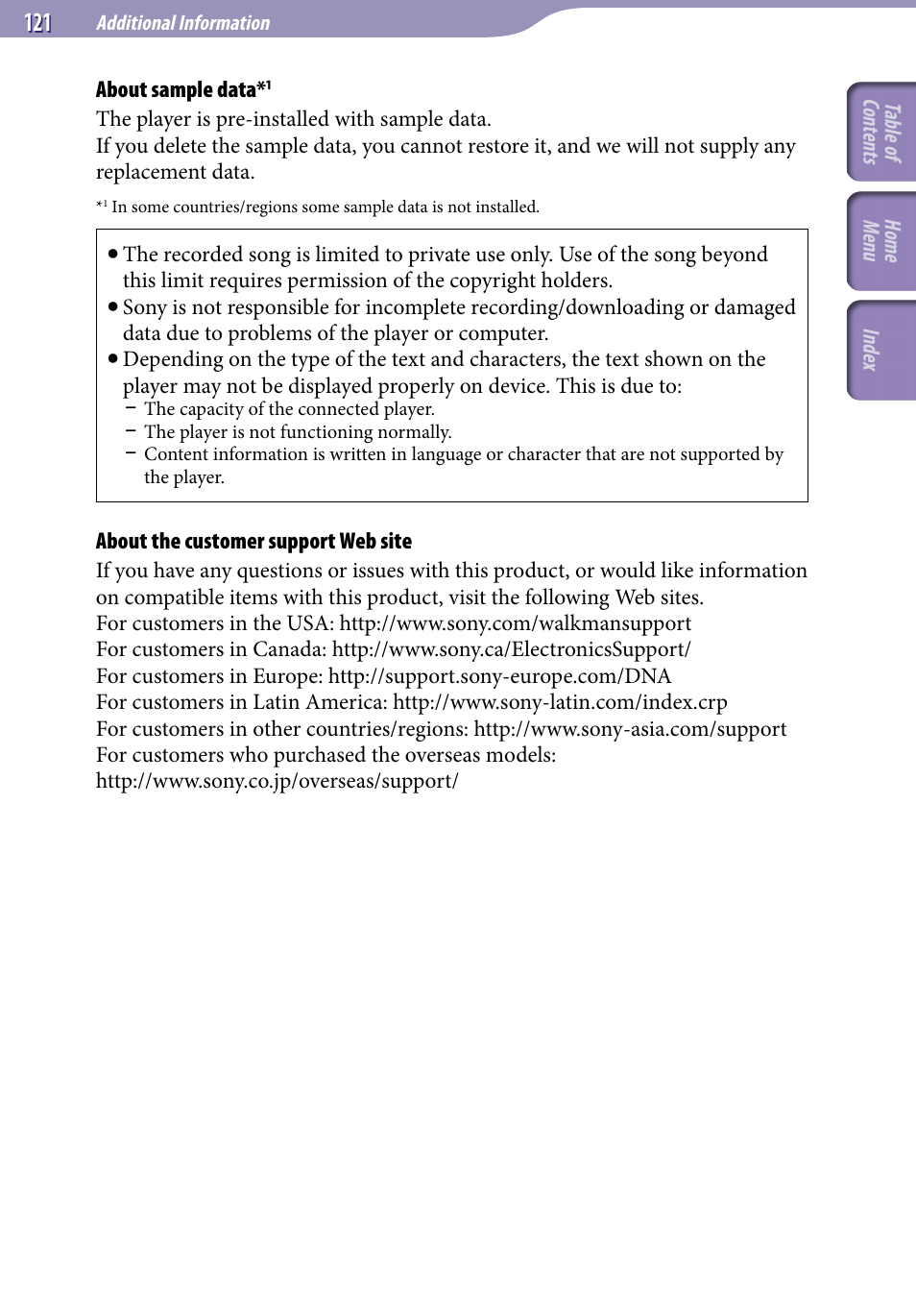 Sony NWZ-S544 User Manual | Page 121 / 134