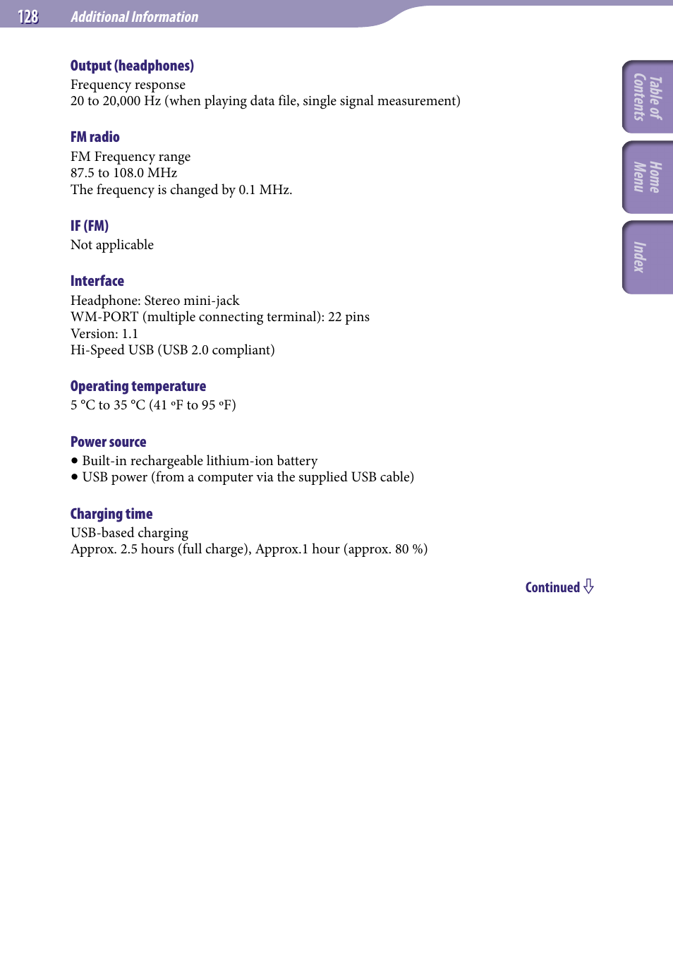 Sony NWZ-S544 User Manual | Page 128 / 134