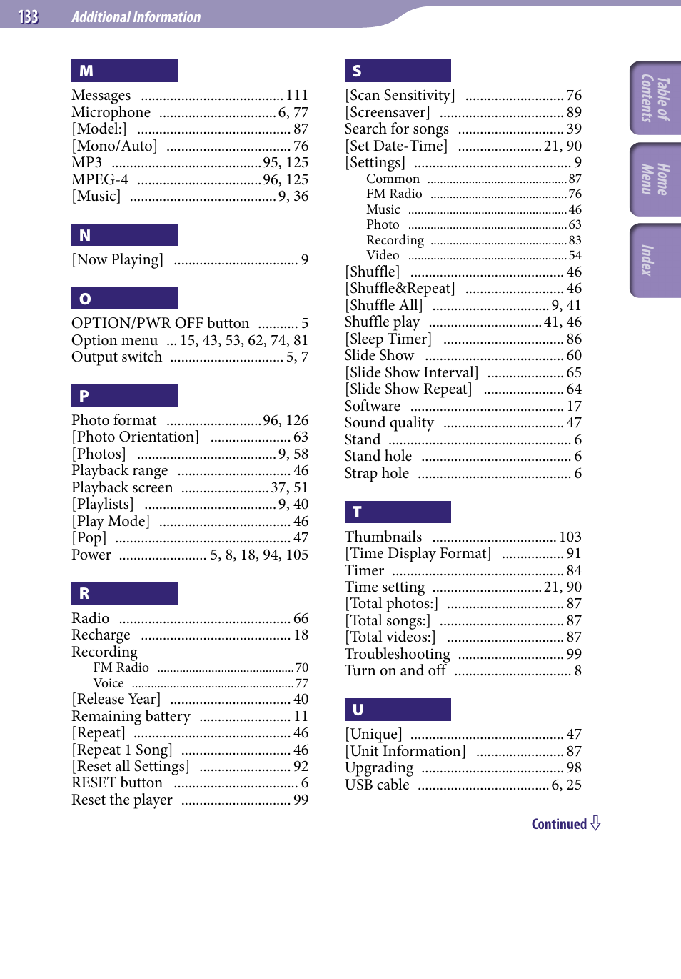 Sony NWZ-S544 User Manual | Page 133 / 134