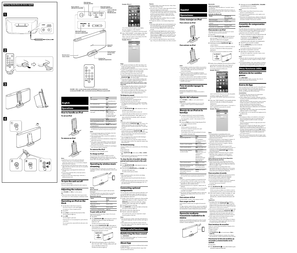 English operations, Other useful functions, Español operaciones | Otras funciones útiles | Sony RDP-X200IPN User Manual | Page 2 / 2