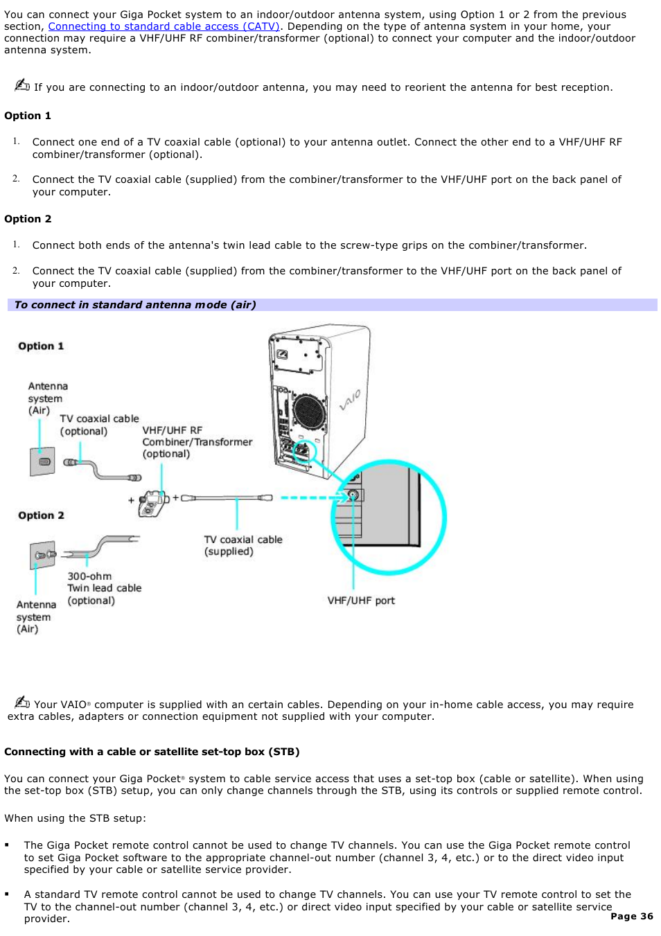 Sony PCV-RS600CG User Manual | Page 36 / 182