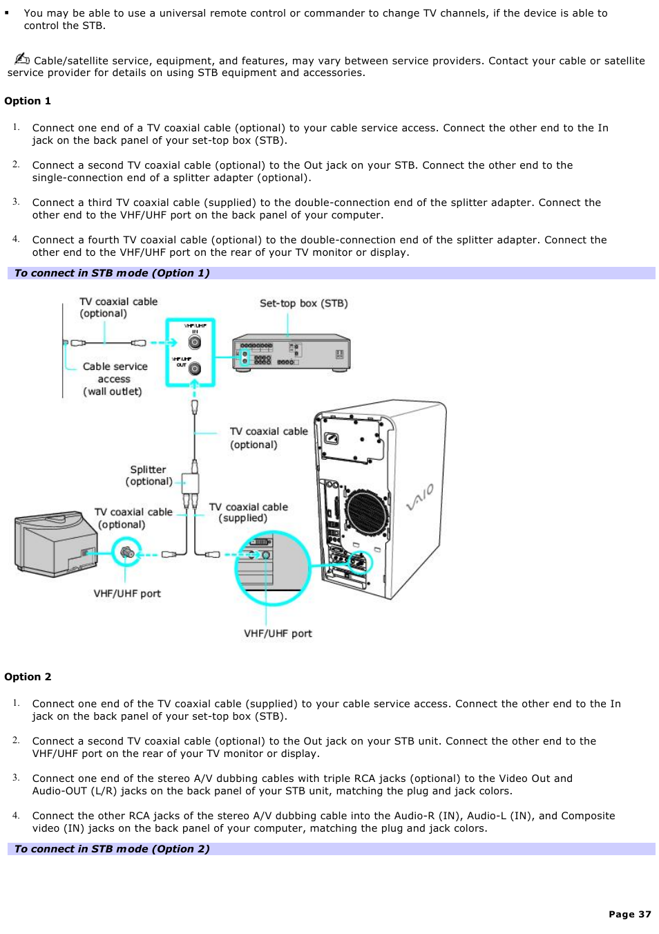 Sony PCV-RS600CG User Manual | Page 37 / 182