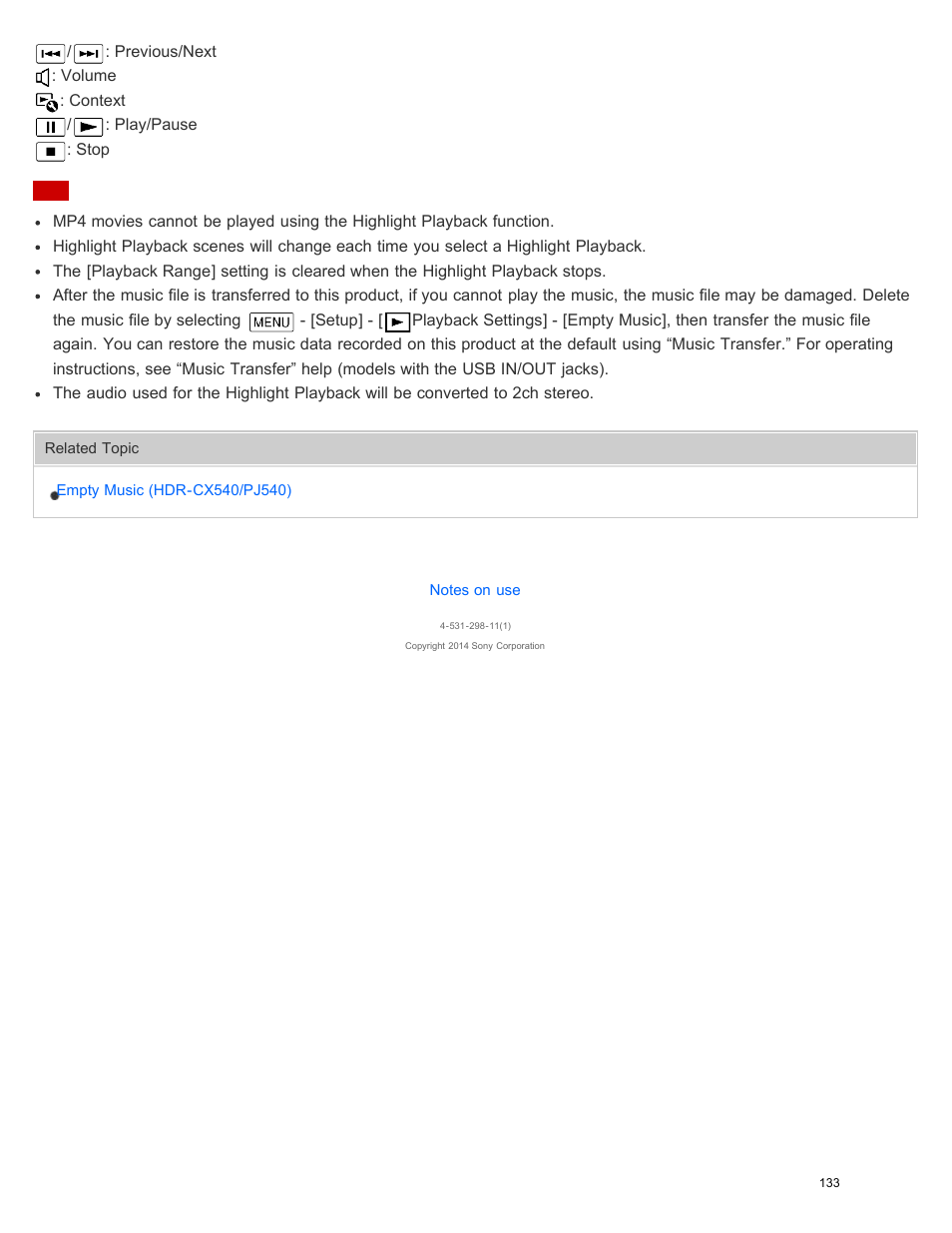 Sony HDR-PJ540 User Manual | Page 144 / 394