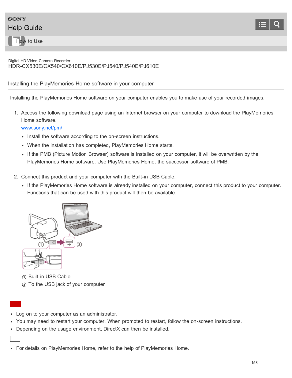 Help guide | Sony HDR-PJ540 User Manual | Page 169 / 394