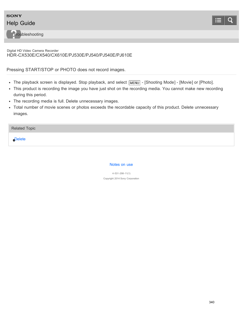 Help guide | Sony HDR-PJ540 User Manual | Page 351 / 394