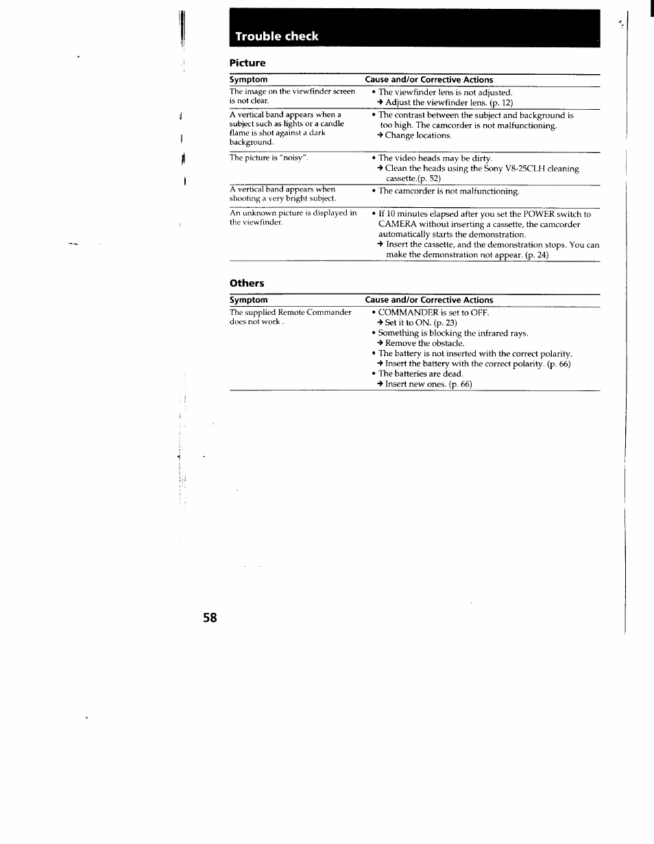 Trouble check 1 | Sony CCD-TR916 User Manual | Page 58 / 71