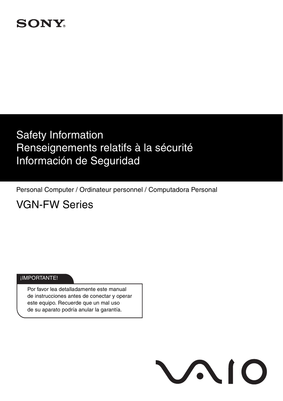 Sony VGN-FW550F User Manual | 20 pages