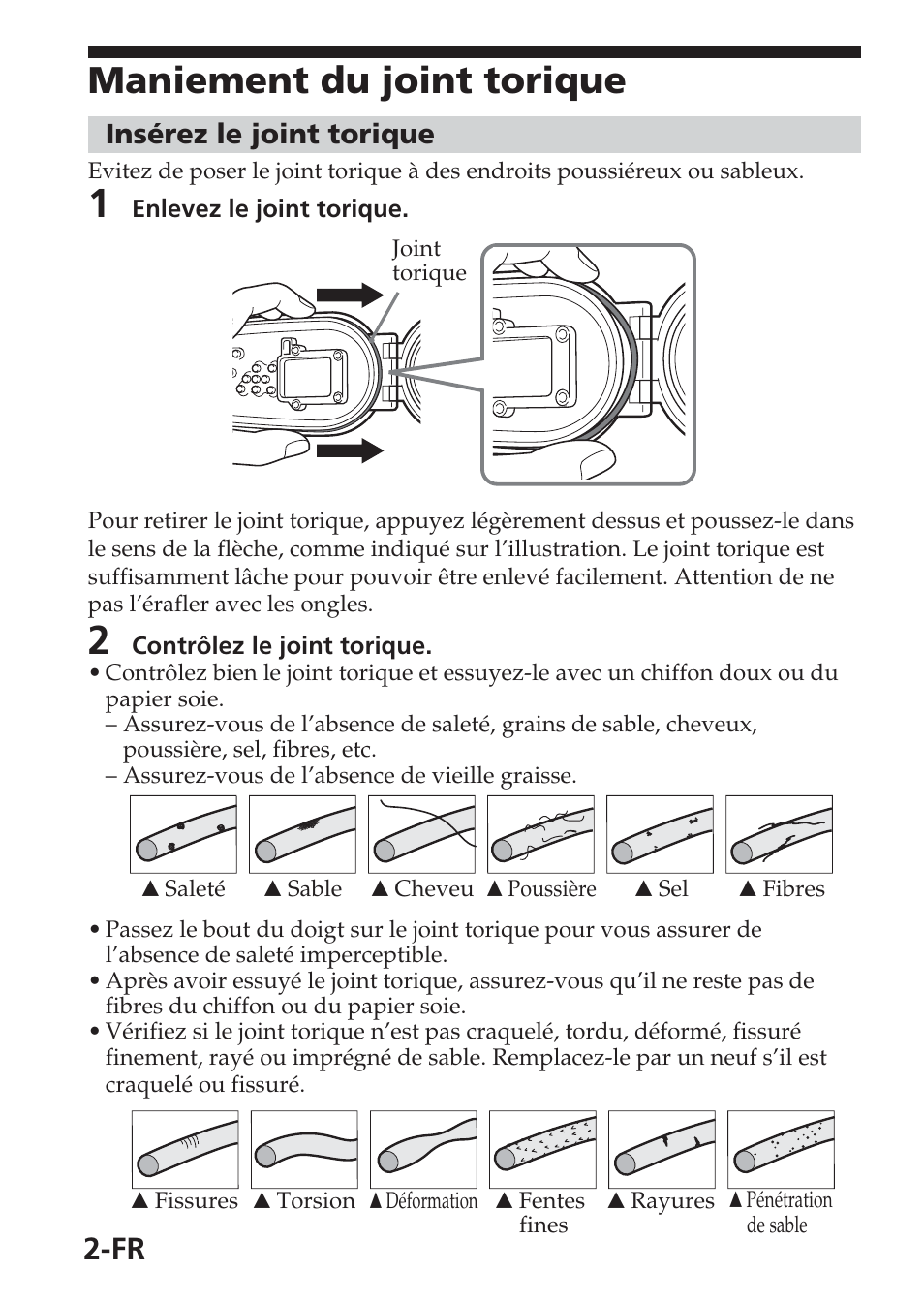Maniement du joint torique | Sony MPK-THB User Manual | Page 12 / 64