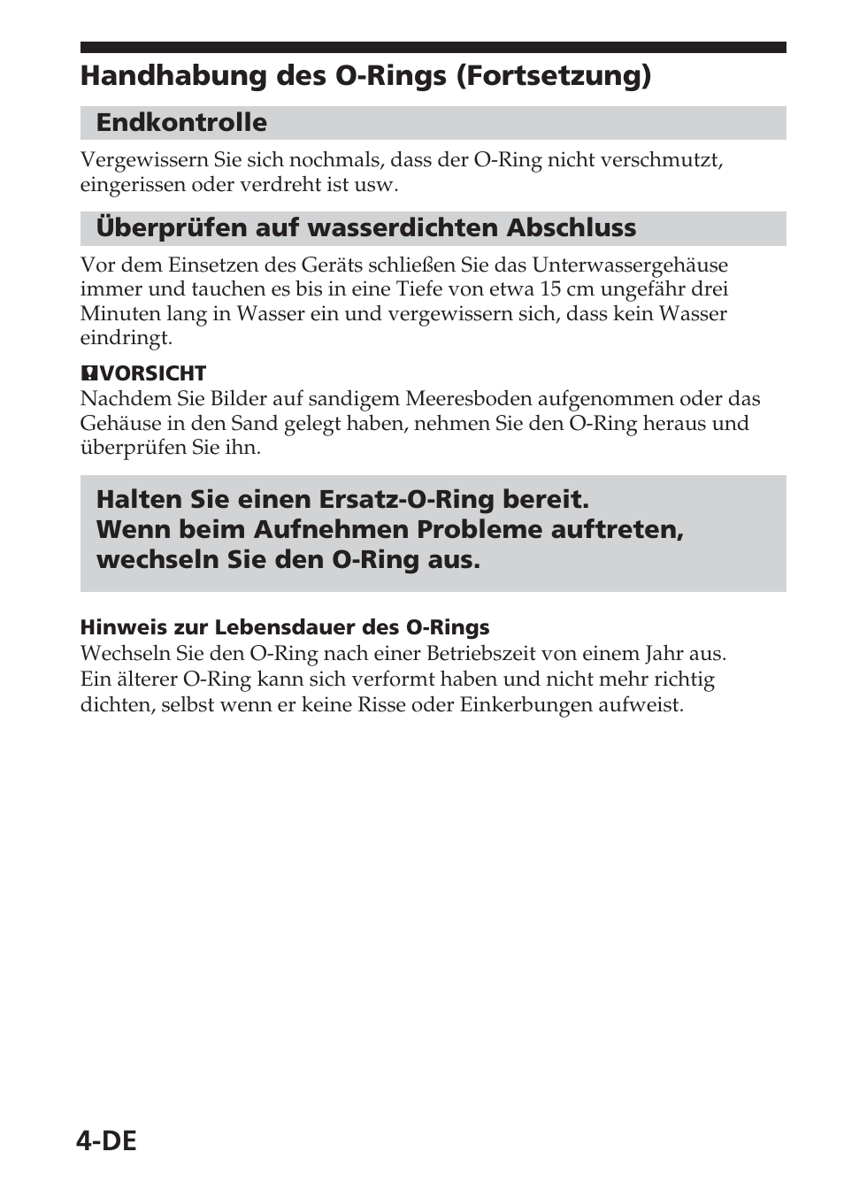 De handhabung des o-rings (fortsetzung) | Sony MPK-THB User Manual | Page 18 / 64