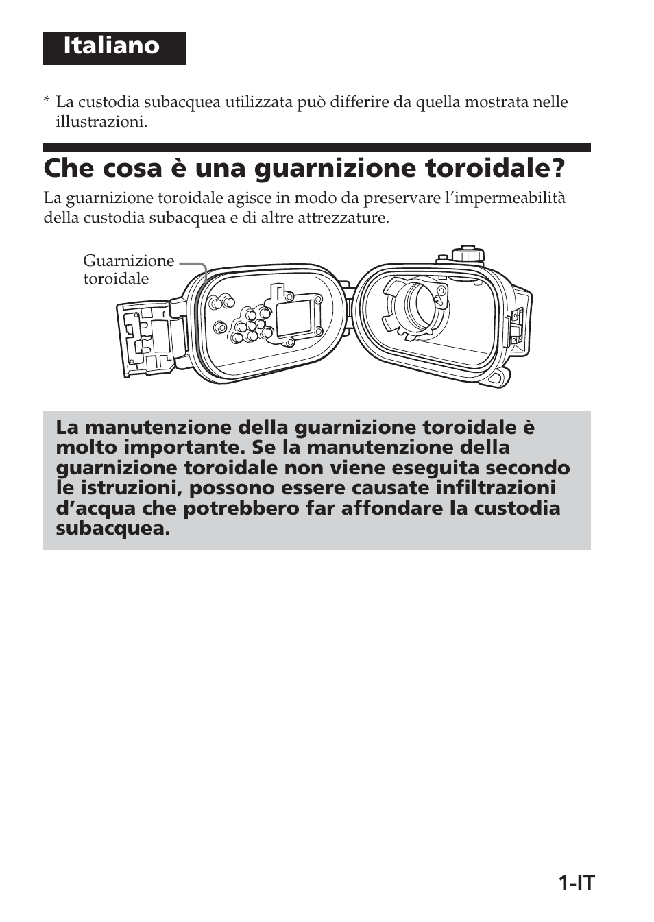 Che cosa è una guarnizione toroidale, Italiano | Sony MPK-THB User Manual | Page 19 / 64