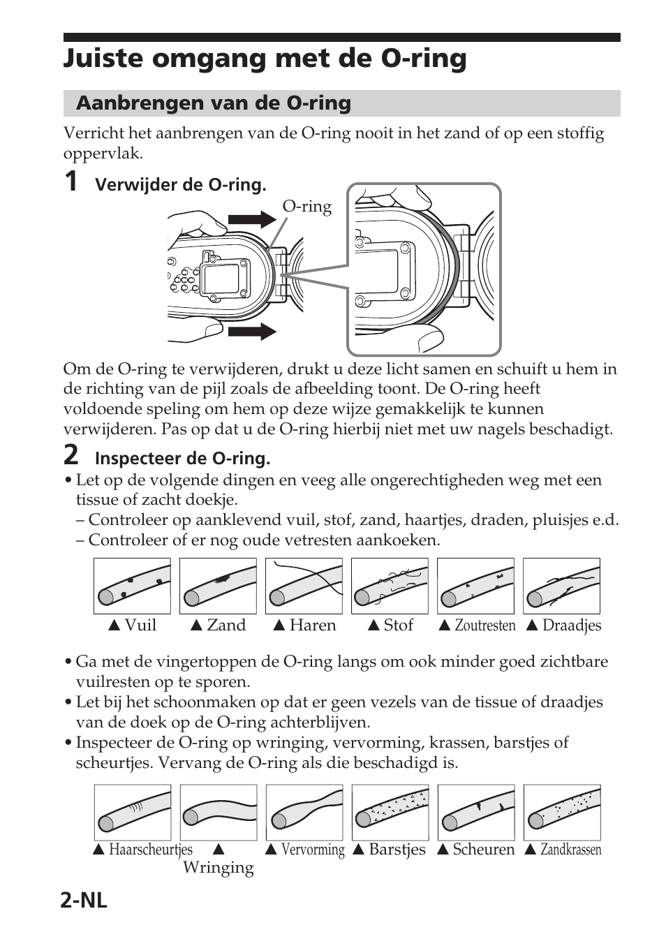 Juiste omgang met de o-ring | Sony MPK-THB User Manual | Page 24 / 64