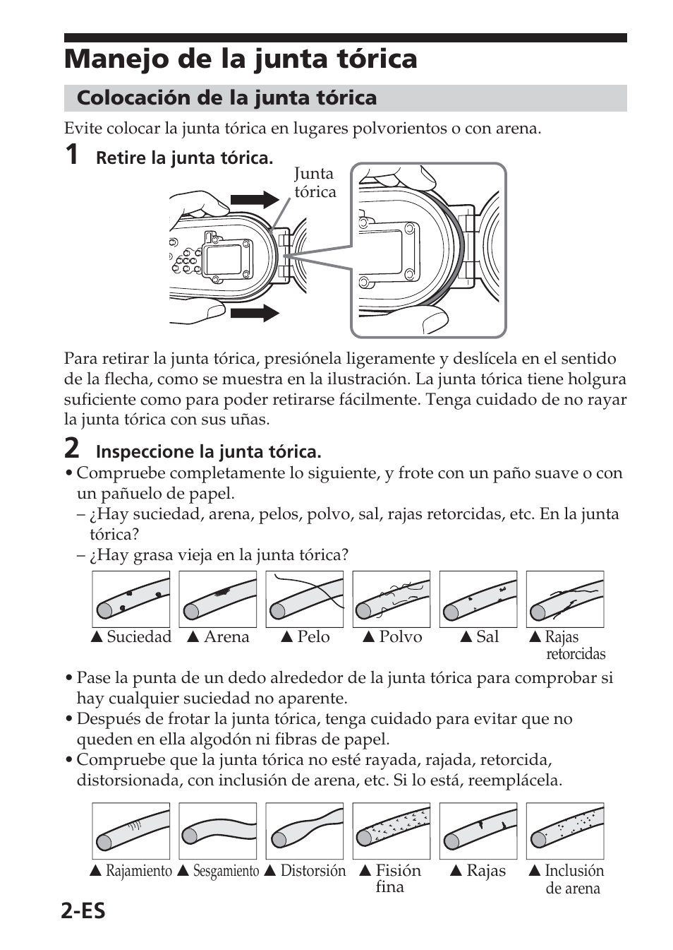 Manejo de la junta tórica | Sony MPK-THB User Manual | Page 28 / 64