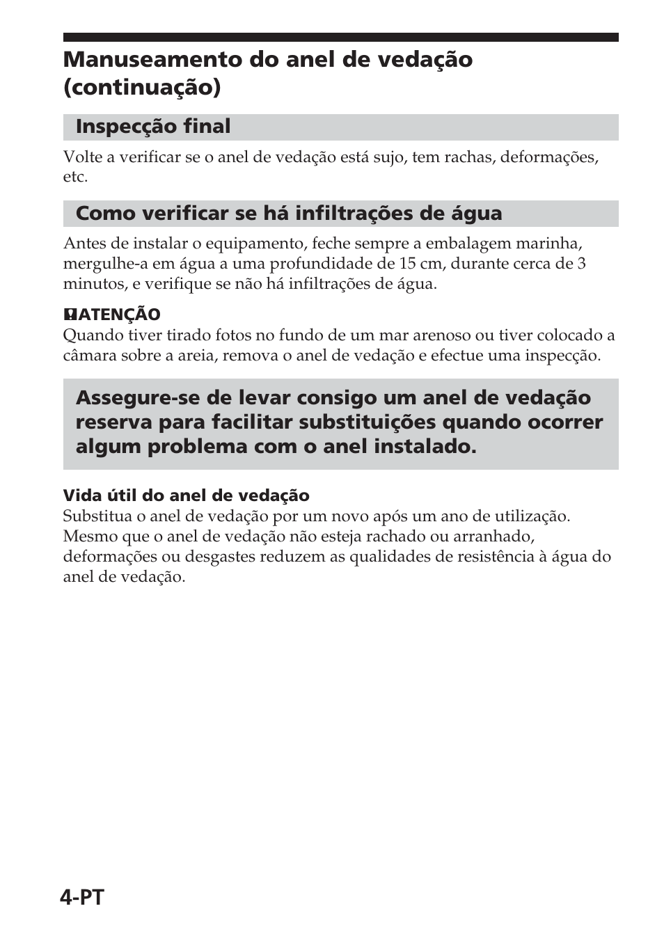 Pt manuseamento do anel de vedação (continuação) | Sony MPK-THB User Manual | Page 34 / 64