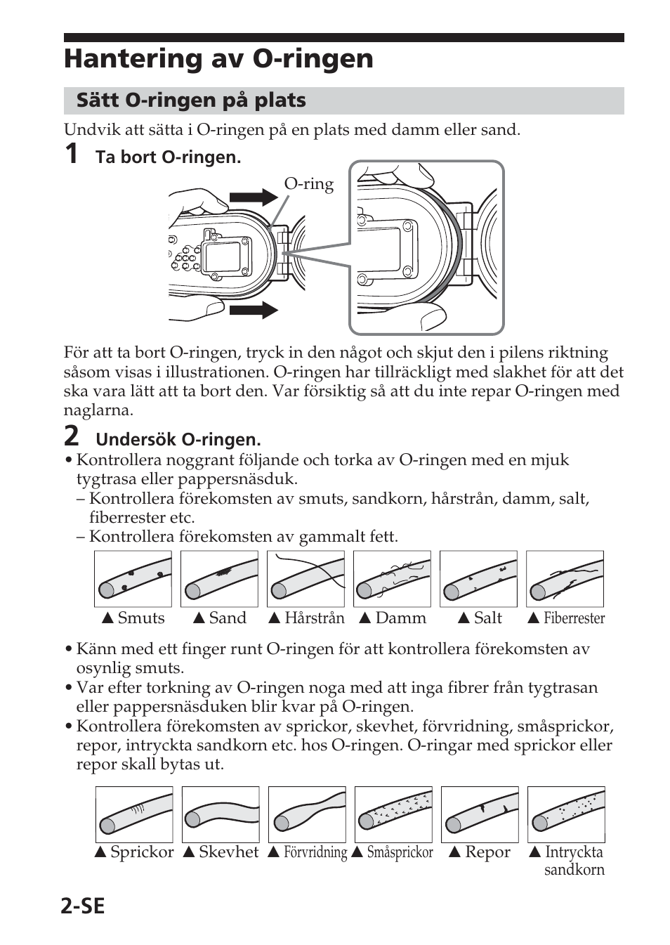 Hantering av o-ringen | Sony MPK-THB User Manual | Page 36 / 64