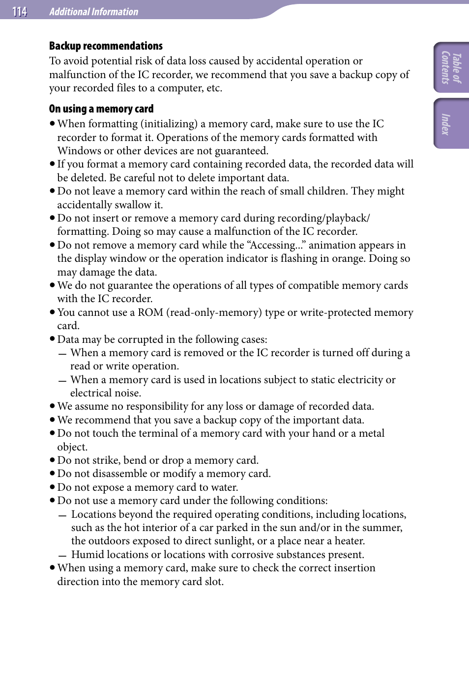 Sony ICD-UX523BLK User Manual | Page 114 / 140