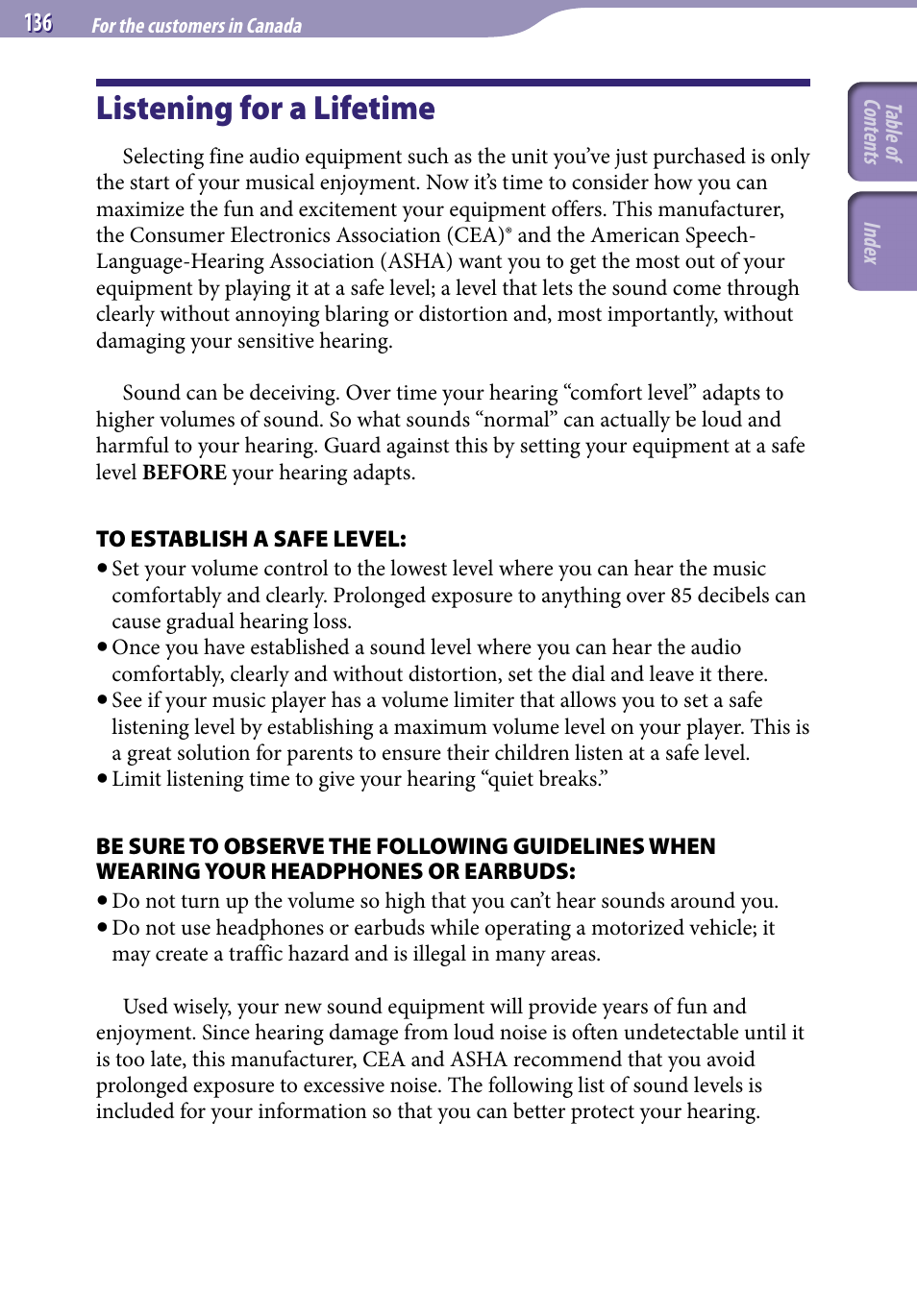 Listening for a lifetime | Sony ICD-UX523BLK User Manual | Page 136 / 140